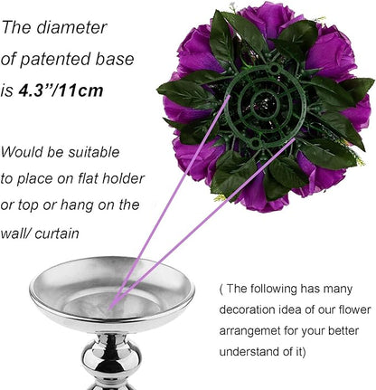 Artificial Flower Balls, 10 Pcs Purple Silk Rose Centerpieces