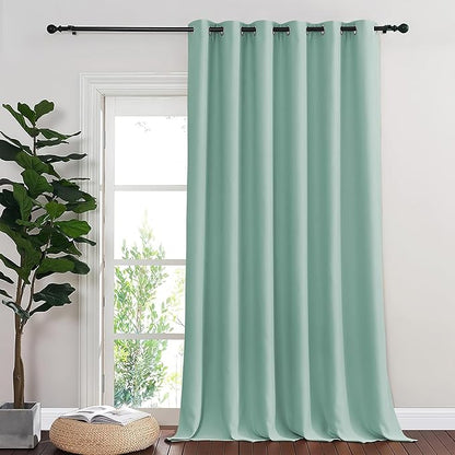 NICETOWN Blackout Room Divider Curtains for Sliding Glass Doors 102 Inches Long 1 Panel, Extra Wide Curtains for Doorway Patio Bedroom Living Room (Aqua Blue, 80Wx102L, 1 Panel)