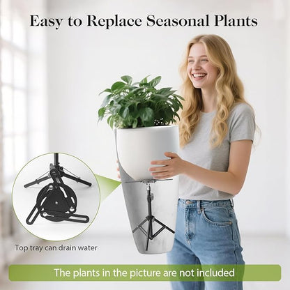 AZEAM Adjustable Plant Risers for Inside Pots, 2 PCS Planter Inserts Fillers for Large Flower Pots, Height Planter Lifter Stand for Outdoor Indoor Plants, 13"- 24" Raise with 4"-12" Top Support