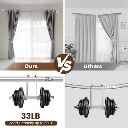 1” Diameter Silver Curtain Rod Itself is 30-60 inch 2 Pack, Fit 30 to 56 Windows with Heavy Duty Adjustable Telescopic Rod，Splicing Metal Extra Long Curtain Rod for Windows Sliding Glass Door