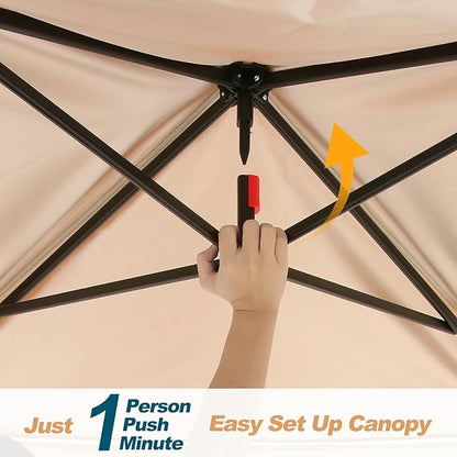COBIZI 10x10 Pop Up Gazebos on Clearance 11x11 Canopy Tent Easy Up Outdoor Gazebo Waterproof Portable Gazebo with Mosquito Nettings, Double Vented Roof and Carry Bag for Patio Garden Lawn(Coffee)
