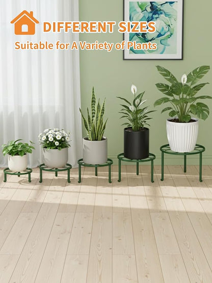5 Pack Plant Stand for Flower Pot Heavy Duty Potted Holder Home,Round Plant Holder for Flower Pot, Metal Rustproof Iron Garden Container Supports Rack for Planter