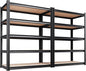 Set of 2 Garage Shelving Heavy Duty Storage Shelves, Metal Adjustable Shelving Unit, Utility Garage Organizer Shelf for Basement, Pantry, Kitchen, Warehouse, 15.7" Dx35.4 Wx71.2 H, Black