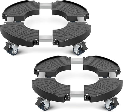 VANCASTLE Plant Caddy with Lockable Wheels Heavy Duty 450lbs Capacity, 15-22 Inch Adjustable Plant Stand with Wheels Rolling base, Plant Dolly for Flower Pot Mover Indoor Outdoor, Black, 2 Pack