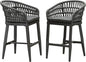 PURPLE LEAF Outdoor Rattan 24" Counter Height Bar Stools Chair Set of 2, Modern Upholstered Patio Bar Stool with Backrest for Indoor and Outdoor, Kitchen Island, Grey