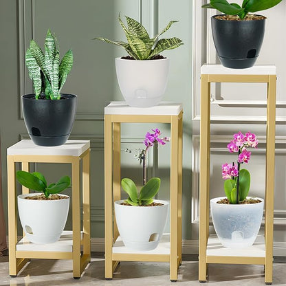 Self Watering Pots Set, 5 Pack 6 Inch Self Watering Pots for Indoor Outdoor Plants, Plastic Planter with Drainage Holes and Deep Reservoir for African Violet, Spider, Orchid