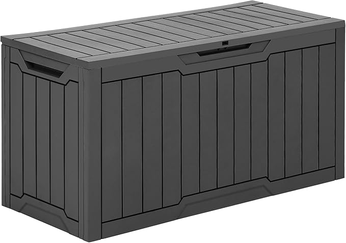Deck Box 80 Gallon Resin Outdoor Storage with Lock Dark Gray
