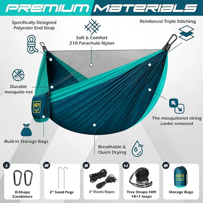 Camping Hammock Mosquito Net,Double & Single Portable Hammocks Hammocks with 2 Tree Straps,Hammock Tent for Travel Camping,Camping Accessories for Indoor Outdoor Hiking Backpacking Backyard Beach