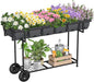 YBING Raised Garden Bed with Wheels Outdoor Elevated Planter Box Stand 6 Pocket Raised Flower Bed with Legs and Storage Shelf Herb Garden Planter for Patio 30" Tall, Dark Grey