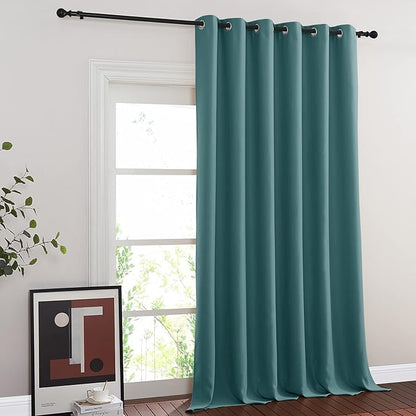 NICETOWN Blackout Room Darkening Window Curtain - Thermal Insulated Solid Grommet Blackout Patio Door Curtain/Drape for Living Room (Sea Teal, 1 Panel, 80 by 95-inch)