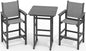 SERWALL 3 Pieces Textilene Adirondack Bar Set, Tall Adirondack Bar Height Chairs with Bar Table, Sling Balcony Adirondack Chairs, Weather Resistance Resin Outdoor Bar Height Stools, Gray