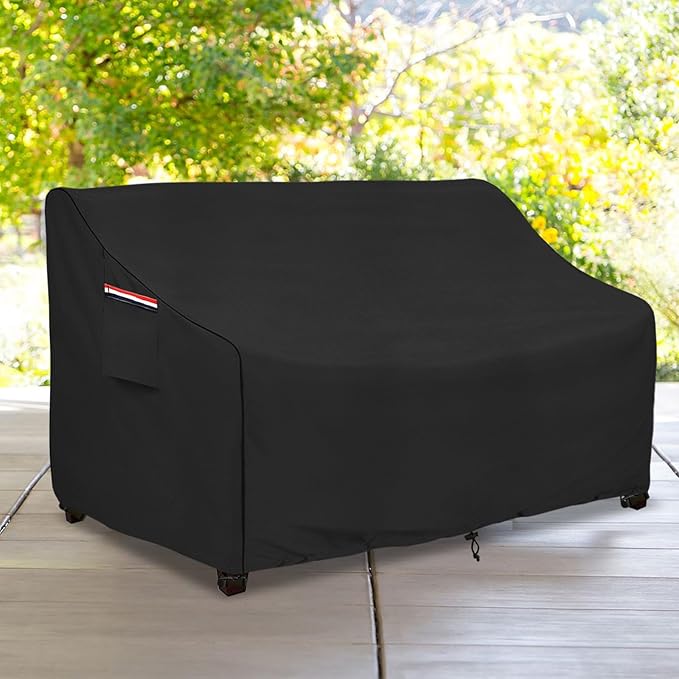Sofa Covers for Patio Loveseats and 3-Seat Sofas, Waterproof, Black
