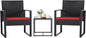 Flamaker 3 Pieces Wicker Patio Furniture Outdoor Modern Rattan Chair Conversation Sets with Coffee Table for Yard and Bistro (Red)