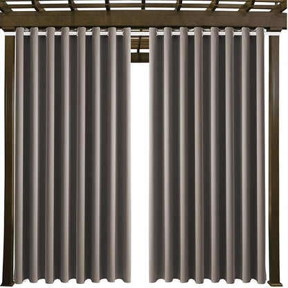 Waterproof Outdoor Curtain W105 x L95 - Grommet Top Sunlight Blocking Window Treatment Drapes Blackout Curtains for Home Bedroom Living Room Outdoor Patio Porch Pergola Cabana Gazebo (Taupe)