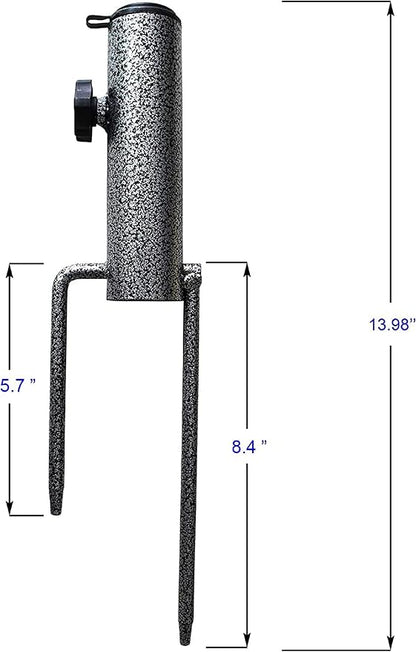 AMMSUN Patio Umbrella Steel Anchor Beach Umbrella Heavy Duty Metal Ground Grass Auger Holder Stands Base with Two Forks Ideal for Use in Soil For Flag, Fishing Rod, Outdoor, Park, Lawn