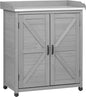Outdoor Potting Bench with Storage Cabinet and Metal Top, Wood Workstation for Outdoor Patio, Garden (Classic Grey, 31.5x17x39‘’)