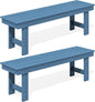 SERWALL 2-Person Outdoor Bench Backless, HDPE Outdoor Benches Weatherproof, 700 Lbs Weight Capacity, Poly Lumber Patio Furniture for Garden, Porch and Park, Navy, 2 Pack