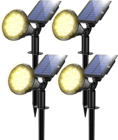 Solar Spot Lights for Outside, 21 LED Outdoor Solar Lights for Yard, 4 Pack Solar Spotlights Waterproof Auto On/Off for Landscape, Wall, Garden, Pool, Tree, Pathway and Driveway(Warm White)