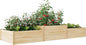 AMERLIFE 2 Tier Raised Garden Bed, Mortise & Tenon Structure 23 Inch Depth Fir Wood Planter Box, 3-Section with Open Base, Ideal for Vegetables, Flowers, Herbs in Backyard/Garden/Patio, 142x49x24 in