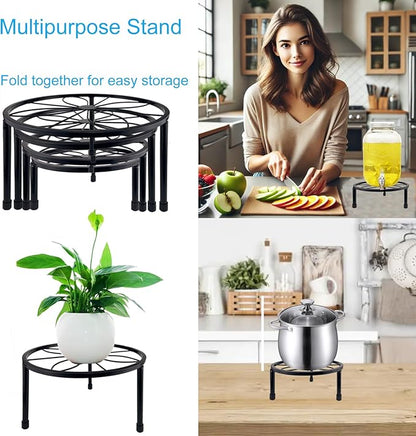 5 Packs Metal Plant Stand Indoor, Outdoor Black Plant Stand for Multiple Plant, Rustproof Iron Round Heavy Duty Flower Pot Stand, Plant Shelf for Planter Garden Home