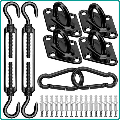 Sun Shade Sail Hardware Kit 6 Inch for Rectangle & Triangle Shade Sail Install, Stainless Steel ShadeSail Fixing Accessories for Outdoor Patio Canopy Garden, Heavy Duty Awning Attachment 40 Set