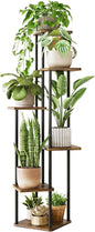 Corner Plant Stand Indoor 6 Tiered Plant Shelf for Multiple Plants Tall Plant Stand Shelf Wood Plant Stands Metal Shelving for Living Room Bedroom Balcony Brown Oak