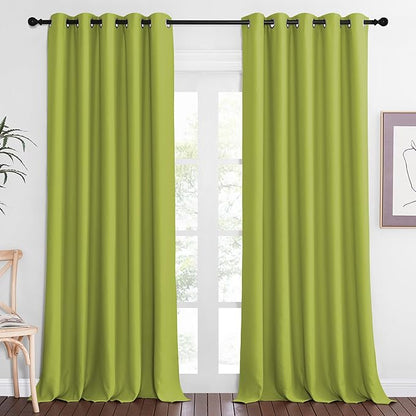 NICETOWN Blackout Curtains 84 Inch Length, Thermal Insulated Curtains for Bedroom Grommet Energy Saving Room Darkening Drapes for Living Room Window, 1 Panel, Fresh Green, 66" W x 102" L