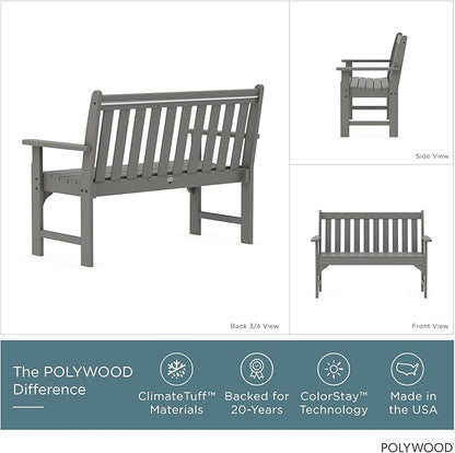 POLYWOOD GNB48GY Vineyard 48" Bench, Slate Grey