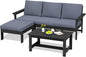 SERWALL Outdoor Sectional Sofa Set, 5-piece Outdoor Modula Couch Set with Ottoman, All Weather Patio Furniture Set with Chaise for Deck, Lawn, Black Frame with Gray Cushion