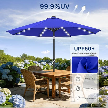 ABCCANOPY Solar Led Patio Umbrellas with 32LED Lights 11FT (Blue)