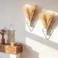 2 Pieces Boho Wall Decor Hanging Planters with Artificial Plants Metal Hanging Vase Indoor Plants Holder Modern Wall Art for Bathroom Bedroom Living Room Decor, Silver, Pampas Grass