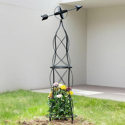 41-Inch Metal Obelisk Trellis – Elegant Garden Support for Climbing Plants, Perfect for Outdoor Rose Bushes and Tall Vines, Durable Metal Design with Arrow Top for Indoor and Outdoor Use