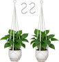 YIBOT Macrame Plant Hanger Indoor Set of 2 with 2 S Hooks, Indoor Outdoor Hanging Planter for Plants Holder with Decorative No Tassels, Boho Home Decor, 35 Inch, Ivory (Pots Not Included)