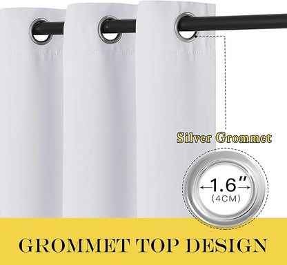 NICETOWN Room Darkening Curtain for Living Room - Solid Thermal Insulated Grommet Light Blocking Window Treatment for Bedroom/Doorway (1 Panel, 66 by 66, Greyish White)