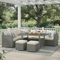 Tangkula 7 Pieces Patio Furniture Set, Outdoor Sectional Rattan Dining Sofa Set with Cushions, All Weather Wicker Conversation Couch Set with Dining Table & Ottomans for Yard Garden Poolside, White