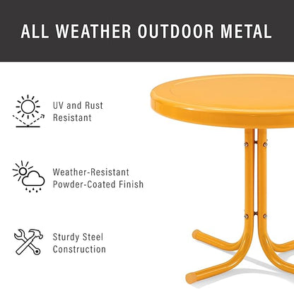 Crosley Furniture Griffith Weather Resistant Retro Metal Outdoor Side Table for Patio, Deck, Porch, Tangerine