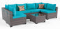 Kullavik 7 Pieces Outdoor Patio Furniture Set PE Wicker Rattan Sectional Sofa Patio Conversation Sets,Blue