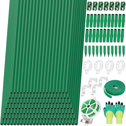 Lezmarket 150 Pack Garden Stakes(16" Each), Plant Support Stakes, DIY 4ft 5ft 6ft 7ft Sturdy Fiberglass Plant Sticks Support Garden Trellis for Growing Climbing Tomato Vegetables Flowers