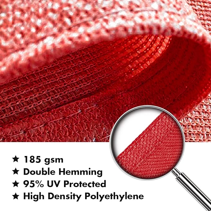 KANAGAWA Sun Shade Sail 10'x10' Scarlet Rectangle UV Block Canopy Awning Shelter Fabric Cloth Screen for Outdoor Patio Garden Backyard