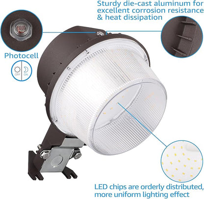 TORCHSTAR LED Barn Light, Dusk to Dawn Area Lights with Photocell, Outdoor Security Flood Lighting, ETL & FCC Listed, IP65 Waterproof, Aluminum, 110-277V, Garage, Yard, 3000K Warm White, Bronze