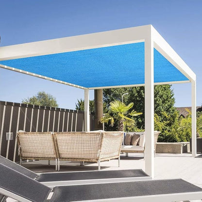 Eden's Decor Straight Flat-Edged Sun Shade Sail Rectangular 12' x 20' Blue UV-Blocking Outdoor Canopy Fabric Cloth Awning for Pergola Patio Garden Backyard Custom Size