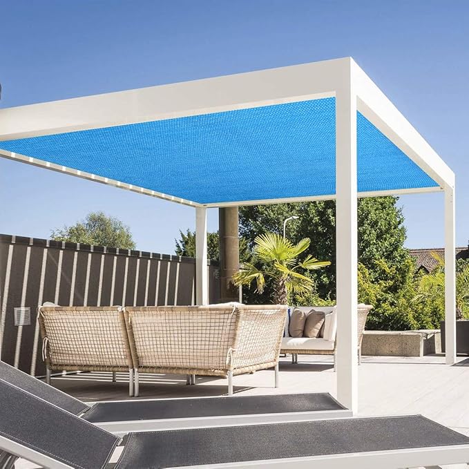 Eden's Decor Straight Flat-Edged Sun Shade Sail Rectangular 5' x 8' Blue UV-Blocking Outdoor Canopy Fabric Cloth Awning for Pergola Patio Garden Backyard Custom Size
