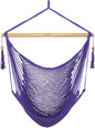 JoyView Hammock Chair with Spreader Bar Caribbean Hammock Swing Chair 300 LBS Weight Capacity XL Rope Hanging Chair for Outdoor Indoor Garden Yard - Purple