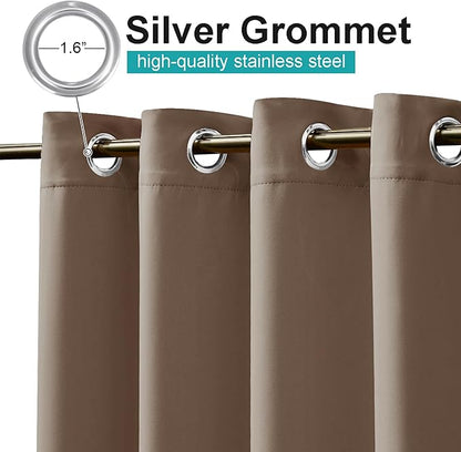 NICETOWN Patio Curtain Waterproof 1 Panel, W52 x L72 inch Premium Thick Privacy Weatherproof Curtain for Porch & Gazebo, Pergola Covers for Shade and Rain, UV Protection Outdoor Privacy Panel, Tan