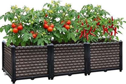 Large Planters for Outdoor Plants 14" Tall Planter Box, Raised Beds for Gardening Self Watering, Elevated Planter Box with Legs, Rectangular Garden Planters for Outdoor Plants Flowers, 47.2"L x 15.7"W