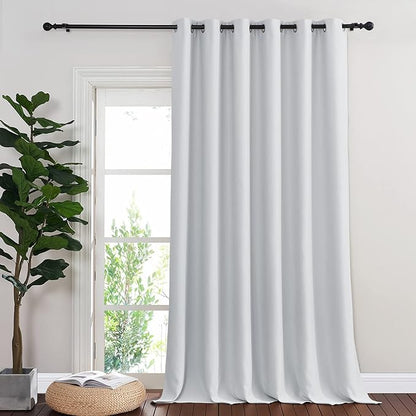 NICETOWN Greyish White Sliding Door Curtain 118 inch Length, Grommet Room Darkening Thermal Curtain Extra Long Sound Dampening for Living Room/Bedroom, W80 x L118, 1 Panel