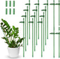 meekoo 12 Pcs Adjustable Garden Plant Support Stakes Single Stem Plant Cage Support Rings with Clips and Connect Pipe for Orchid Rose Tomato, 12 Inch (Green)