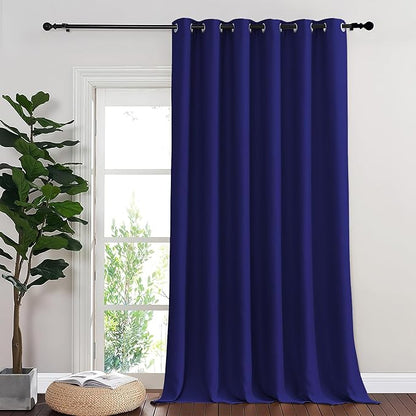 NICETOWN Room Divider Curtain 132 Inches Long, Wide Blackout Sliding Door Curtain for Bedroom, Room Darkening Privacy Window Curtain for Patio Door (1 Panel Set, Navy Blue, 80 x 132 Inch)