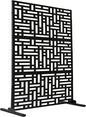 Oakland Living 6 ft. X 4 ft. Black Freestanding Metal Privacy Screen Room Divider