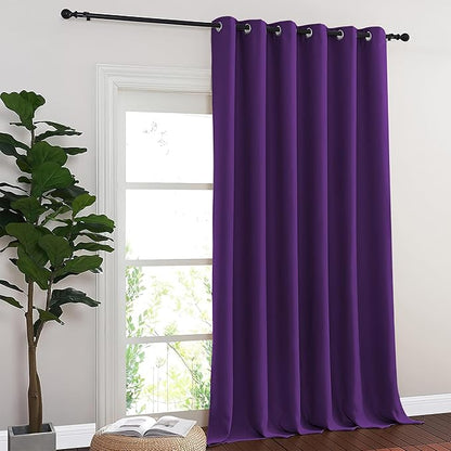 NICETOWN Blackout Room Divider Curtains for Sliding Glass Doors 102 Inches Long 1 Panel, Extra Wide Curtains for Doorway Patio Bedroom Living Room (Royal Purple, 80Wx102L, 1 Panel)